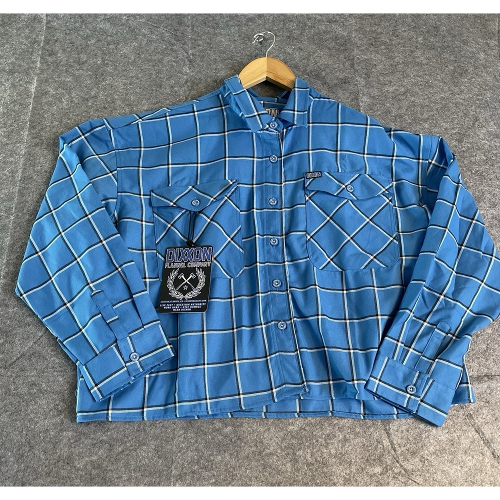 NWT Dixxon Flannel Co Women's Brentwood Cropped Flannel Shirt Blue Plaid Size 2X